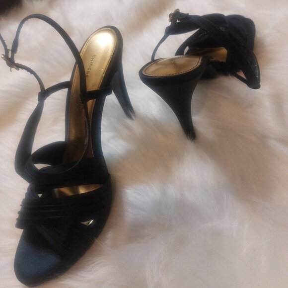 Chinese Laundry Black Strappy Stiletto Heels - Size 7.5 - Picture 4 of 4